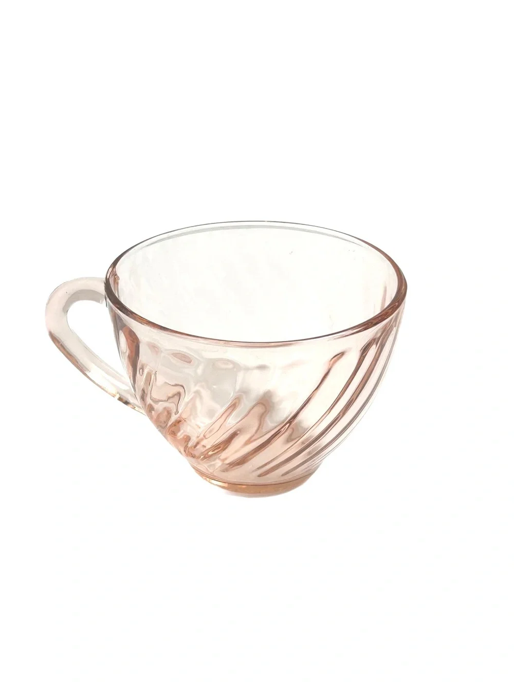 Set of 2 Vintage Arcorock Rosalind Pink Swirl Glass Tea Cups